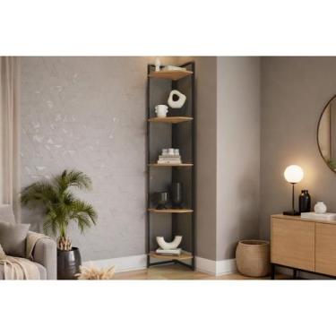 Imagem de Prateleira Decorativa Quarto Bebê Industrial LI022 Canela/Preto - Kapp