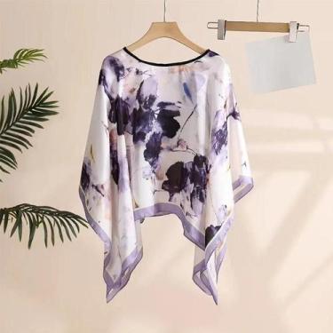 Imagem de Blusa Solta De Chiffon Estampada Sexy Para Praia Feminina, Saída De Pr