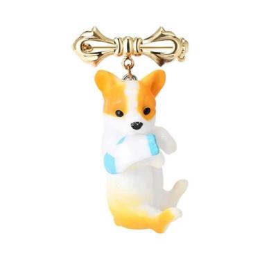 Imagem de Broche De Esmalte Unissex Com Strass De Cachorro, Joia De Lapela Para 