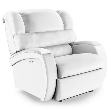 Imagem de Poltrona do Papai Reclinável Napoli Power Touch Massagem PU Branco FH1 - D'Rossi