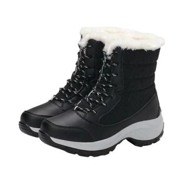 Imagem de Botas Femininas Impermeáveis de Inverno, Com Salto Plataforma, Sapatos