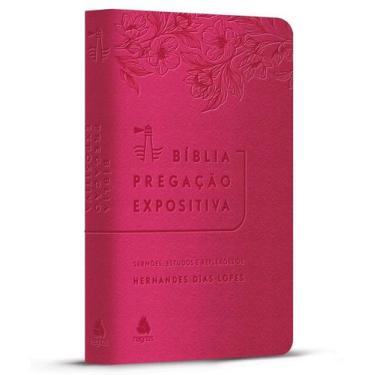 Imagem de Livro - Bíblia Pregação Expositiva | RA | PU luxo rosa Flores