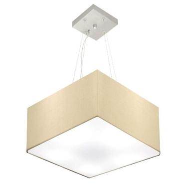 Imagem de Lustre Pendente Quadrado Md-4041 Cúpula Em Tecido 21/35x35cm Algodão Crú - Bivolt