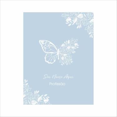 Imagem de Caderno A5 Personalizado Borboleta para Anotações com Nome na Capa, Caderneta 96 Folhas Capa Dura, Caderno Sem Pauta ou Pautado, Caderno Espiral para Estudos e Organização (Azul)