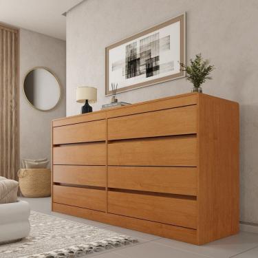 Imagem de Cômoda 8 Gavetas Orgânica 100% Mdf 158cm Luna Espresso Móveis Cinamomo