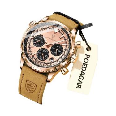 Imagem de Relógio De Couro Luminoso À Prova d'Água Para Homens POEDAGAR, Relógio