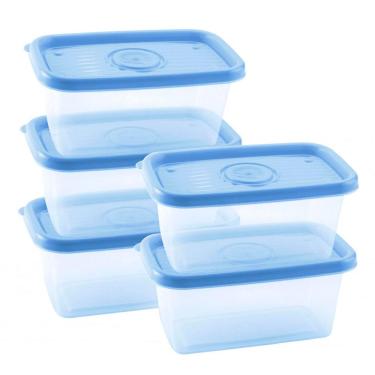 Imagem de Conjunto 5 Potes Retangular 380ml Pop Plasútil Azul