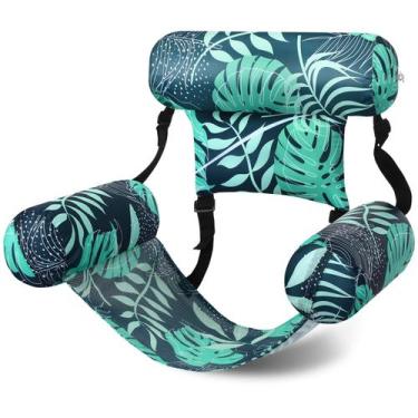 Imagem de Cadeira flutuante de piscina Sonwyoung inflável ajustável verde