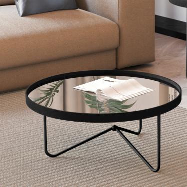 Imagem de Mesa de Centro Redonda com Espelho Alamanda JB Móveis - Preto