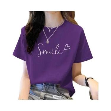 Imagem de Camiseta Feminina Solta De Manga Curta, Alta Qualidade, Decote Redondo