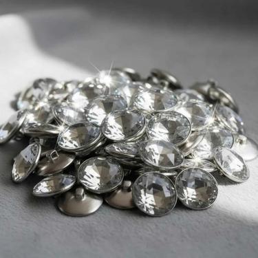 Imagem de 20 Unidades Botão Cristal Strass 22mm Capitonê Para Estofado Prata Botões Tipo Diamantes