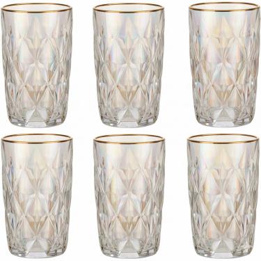 Imagem de Jogo De 6 Copos 400ml Furta Cor Borda Dourada Diamond Em Casa Tem