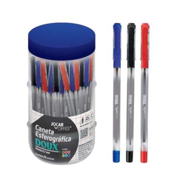 Imagem de Caneta Esferográfica Doux 0.7 - Pote c/ 35 unidades Azul, Preta e Vern