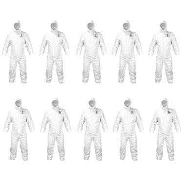 Imagem de Kit 10 Macacão de Segurança Descartável TNT Proteção Química Pintura Laboratório KT6 Kalipso