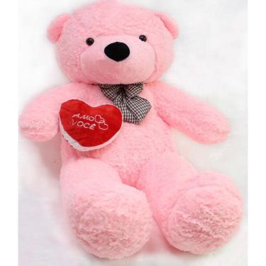 Imagem de Urso Rosa 140cm Pelucia com Coração - Casa dos Ursos