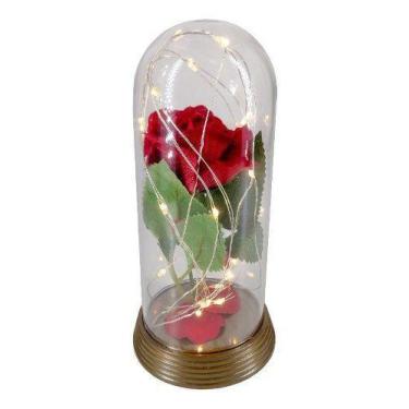 Imagem de Luminária Cúpula A Bela E A Fera Rosa Encantada Aveludada - Amor Lindo