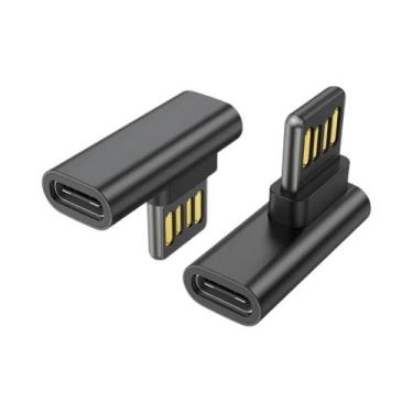 Imagem de Adaptador USB3.0 Tipo-C OTG Com Conector Em Ângulo De 90 Graus, Conver