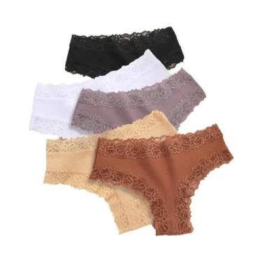 Imagem de Conjunto De Calcinhas Sem Costura Em Renda De Algodão plus Size Para M