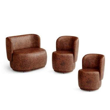 Imagem de Kit 02 Poltronas e 01 Namoradeira Orgânica Molly material sintético Wh