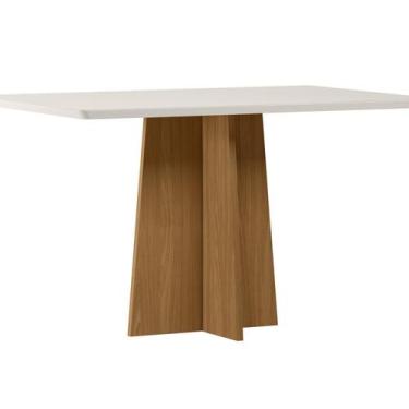 Imagem de Mesa para Sala de Jantar com Tampo de MDF e Vidro 135cm Moderno - New 