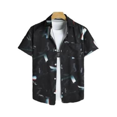 Imagem de Top de manga curta estampado geométrico masculino, preto, faça uma dec
