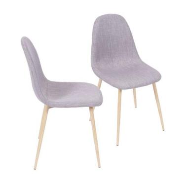 Imagem de Kit 02 Cadeiras Boxbit Charla Linho Cinza Base Cor Madeira, CINZA, CHI
