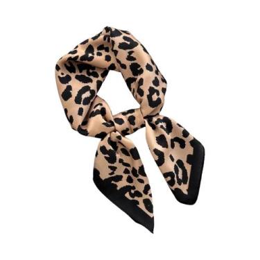 Imagem de Lenço Quadrado De Seda Imitada Com Estampa De Leopardo Para Mulheres, 