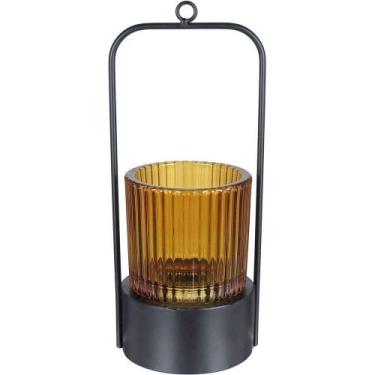 Imagem de Castiçal Decorativo Porta Vela Home&co Metal 25x10x9cm âmbar - HOME & 