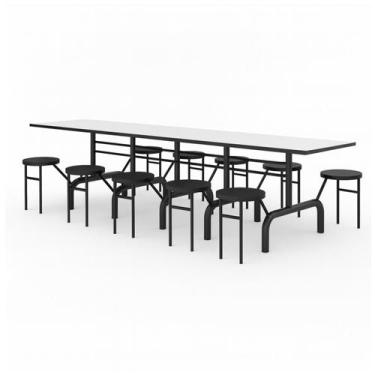 Imagem de Mesa para Refeitório ESCAMOTEÁVEL 10 Lugares MDP Branco de 25 mm - Ass