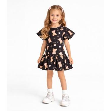 Imagem de Vestido Infantil em Cotton Leve Trick Nick Preto, 6, Preto