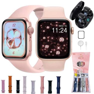 Imagem de Smartwatch Feminino W10 MINI 8 Pulseiras Fone sem Fio - 01Smart, Rose