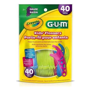 Imagem de Flosser Infantil GUM Crayola Kids Sabor Uva Com Suporte 40 U - Congrat