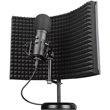 Imagem de Microfone Studio Trust Rudox GXT259, USB-B, Filtro Refletor, Com Fio, Suporte de Mesa, Preto