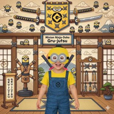 Imagem de Fantasia Infantil Minions Com Mochila + Espadas Ninja - MWM MODAS, C, 