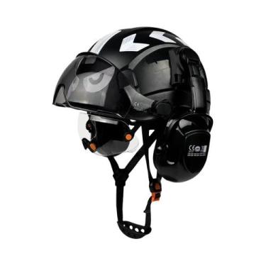 Imagem de Capacete De Segurança Ajustável Com Ventilação, Óculos Integrados, Pro