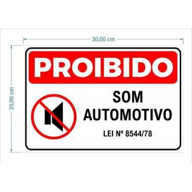 Imagem de Kit 3 - Placas De Aviso Sinalização Proibido Som Automotivo 3uni. - Pl