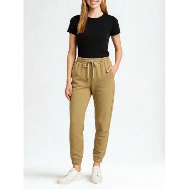 Imagem de Calça de Moletom Feminina Jogger Básica Caramelo Forrado Felpudo Flanelado com Bolso-Fe...
