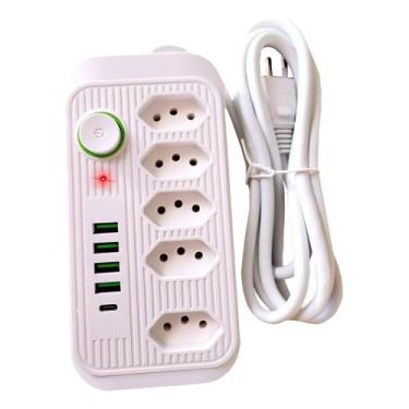 Imagem de Extensão Filtro De Linha Régua Tomadas + Usb + Tipoc - DS ELETRONICOS