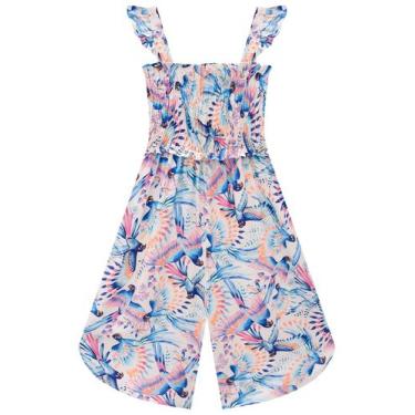 Imagem de Macacão Infantil Alça em Viscose Midi Araras Flora by Infanti, 12, Azu