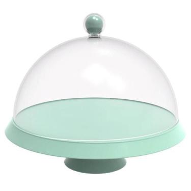 Imagem de Porta Bolo com Cúpula e Pé 30cm Verde Menta Bubble Crippa Boleira Tort
