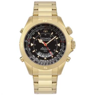 Imagem de Relogio masculino dourado technos skydiver original wt20565/4p