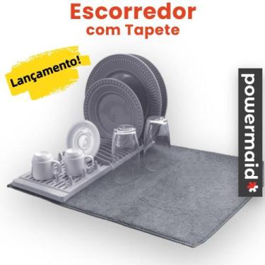 Imagem de Escorredor de Louças 12 Pratos com Tapete Super Absorvente Powermaid