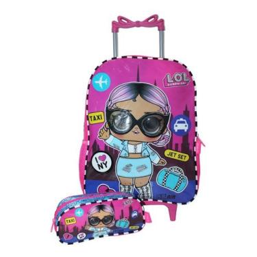 Imagem de Kit Mochila Lol Infantil Feminina Rodinhas Escolar Estojo
