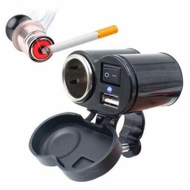 Imagem de Tomada Usb Para Moto Carregador Celular Gps Acendedor Cigarro - Chager