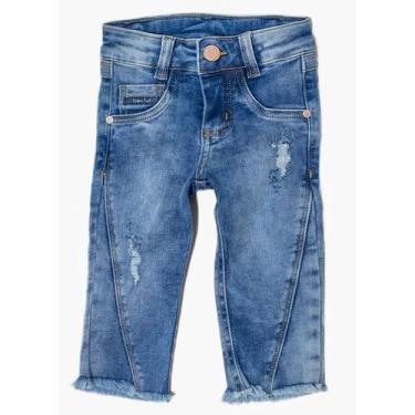 Imagem de Calça Bebê Infantil Papa Tuti Azul Menina Jeans - Papatuti, M