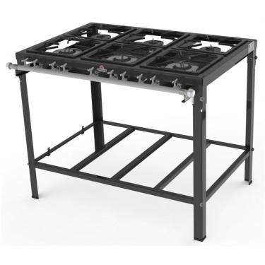Imagem de Fogão Industrial Baixa Pressão 6 Queimadores Simples PMS-600 Preto Progás