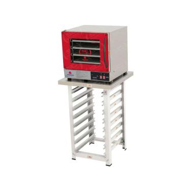 Imagem de Kit Forno Turbo Elétrico Progás Prp-004 Plus Digital Fast Oven G2 com Bancada Mes-004 Aço Inox Vermelho 110V