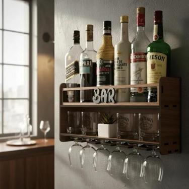 Imagem de Barzinho de Parede Aparador Para Bebidas Para Sala Tema Bar 49x26cm Co
