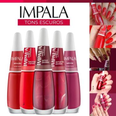 Imagem de Esmalte Impala Tons Vermelhos e Marsala Cremoso Esmaltes Atacado, 5 Co