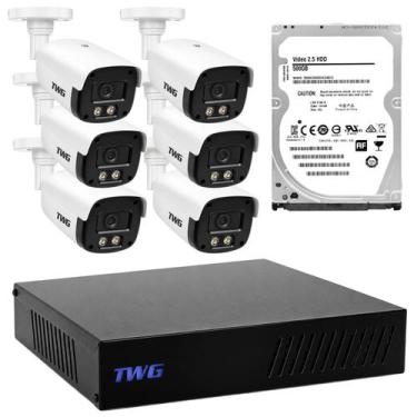 Imagem de Kit cftv 6 cameras 2mp 20m star plus dvr 8 canais hd sem cabeamento - 